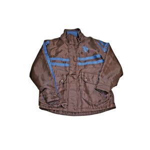 U.S. Polo Assn Boys 4T Brown Blue Jacket Fleece Lined Since 1890 Logo